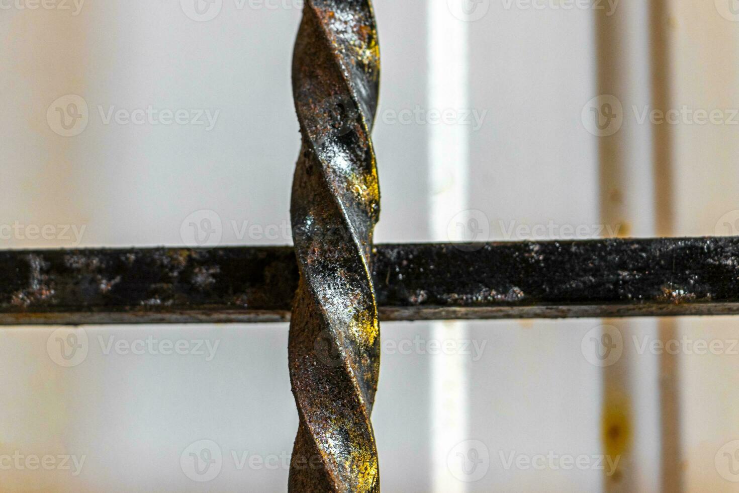 Artful old black metal railings doors gates and bars Mexico. photo