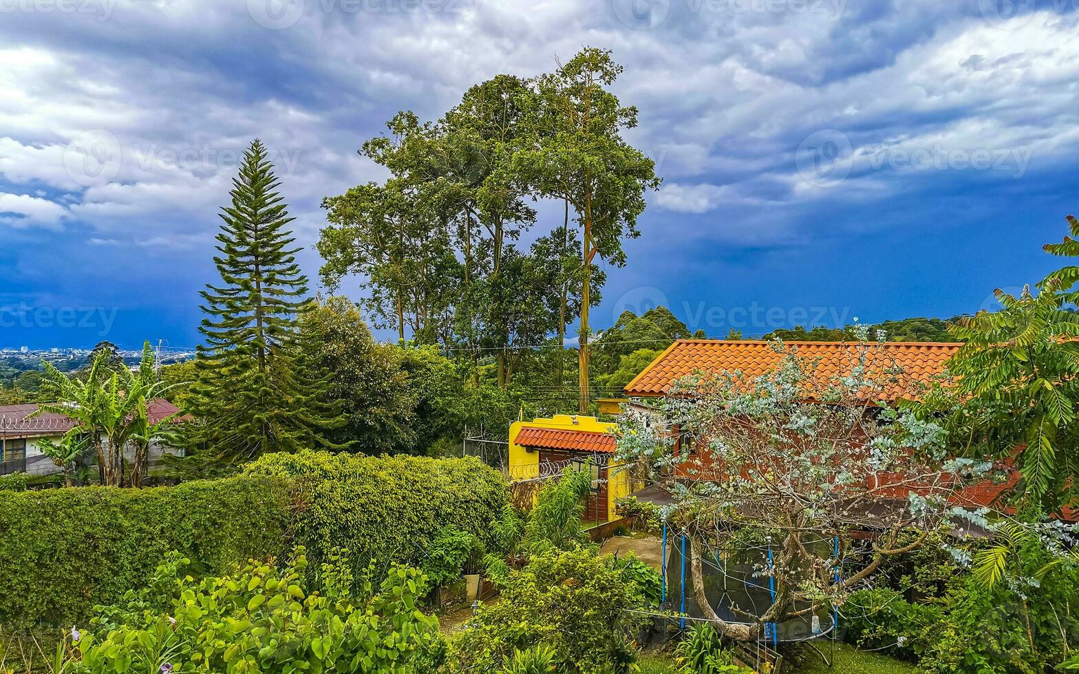 Beautiful mountain landscape city panorama forest trees nature Costa Rica. photo