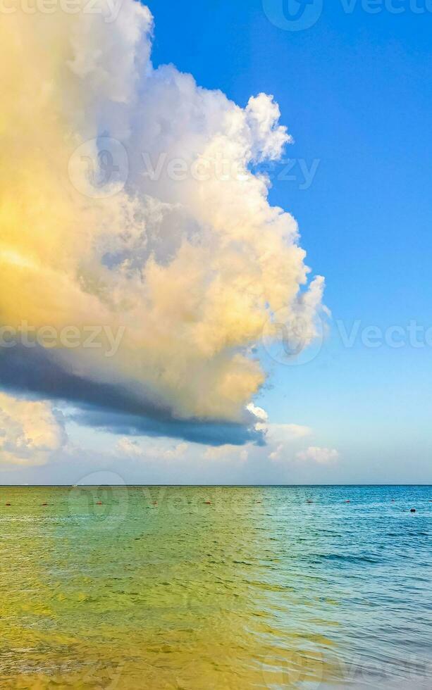 Tropical mexican beach clear turquoise water Playa del Carmen Mexico. photo