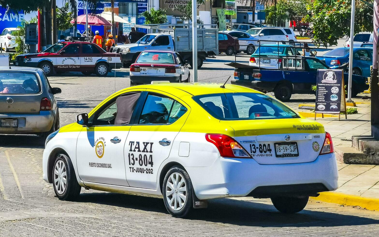 Puerto Escondido Oaxaco Mexico 2023 Colorful taxi cab car and transportation in Puerto Escondido Mexico. photo