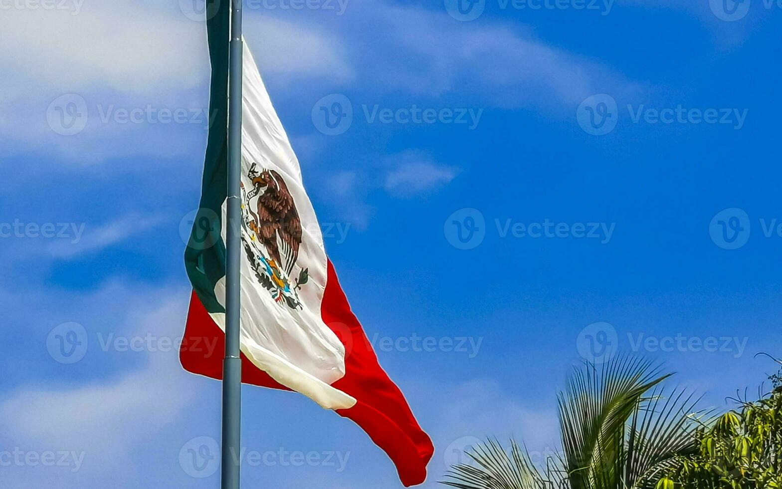 Mexican green white red flag in Zicatela Puerto Escondido Mexico. photo