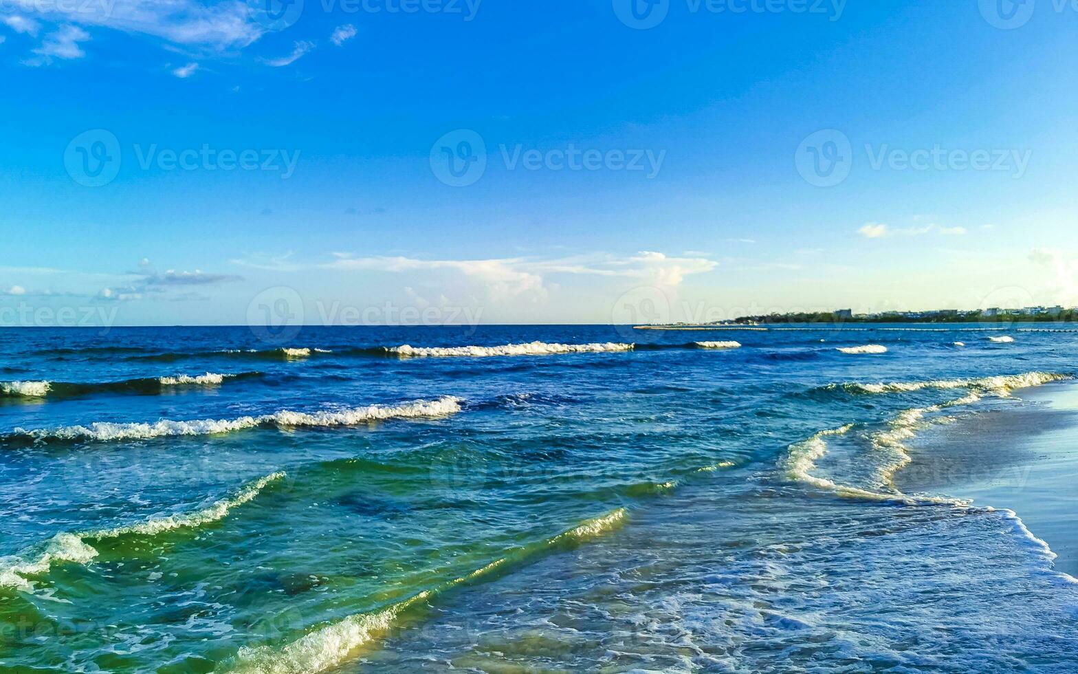 Tropical mexican beach clear turquoise water Playa del Carmen Mexico. photo