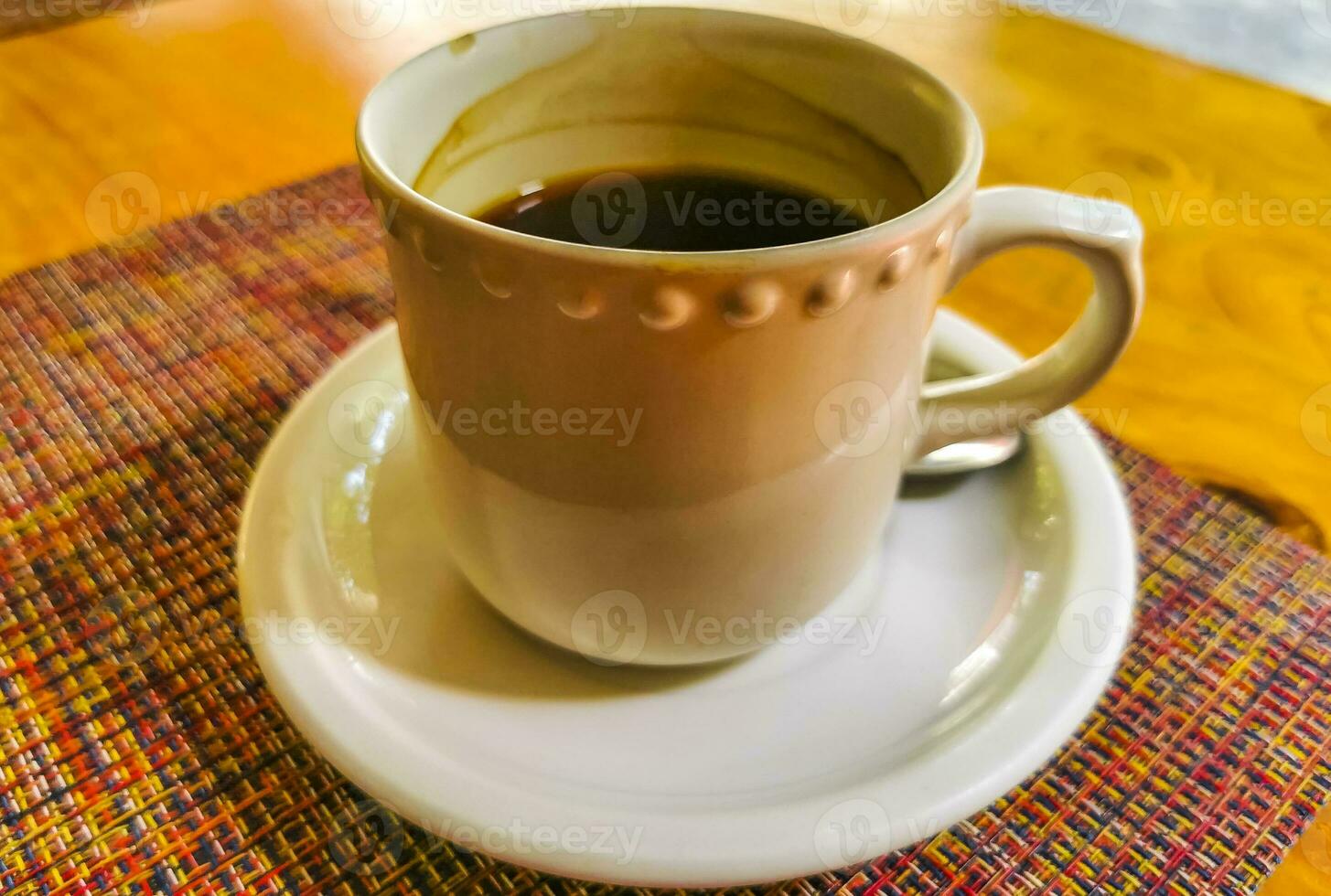 Cup of americano black coffee in restaurant cafe in Mexico. photo