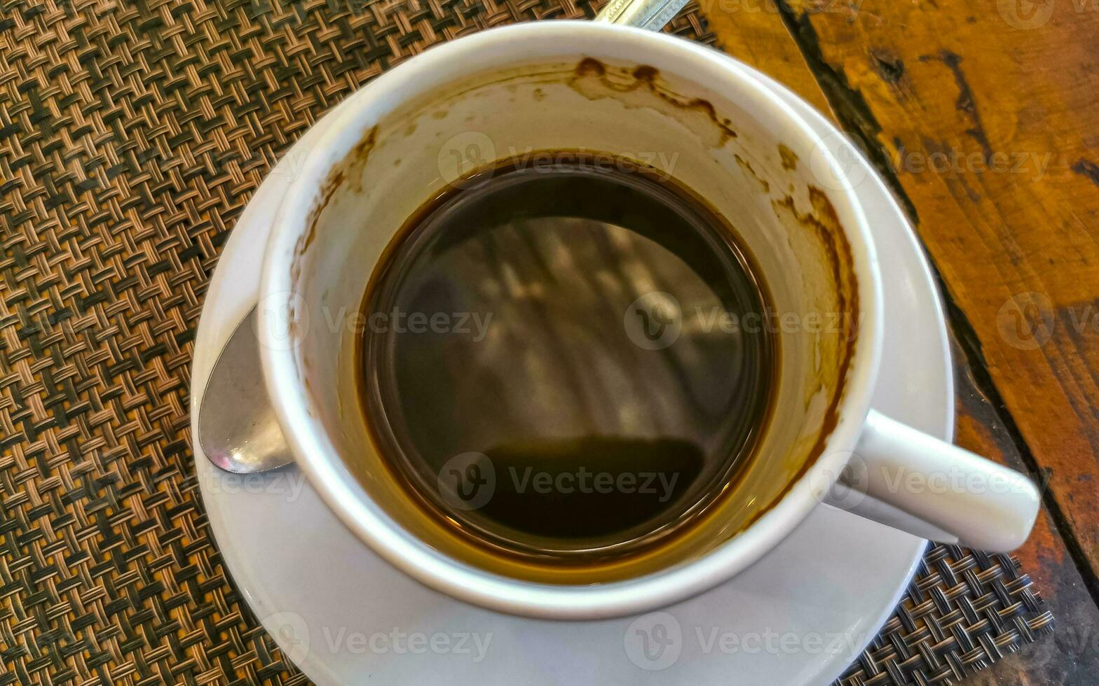 Cup of americano black coffee in restaurant cafe in Mexico. photo