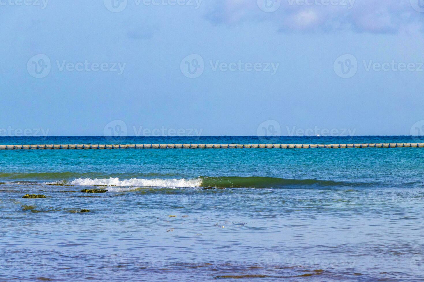 Tropical mexican beach clear turquoise water Playa del Carmen Mexico. photo
