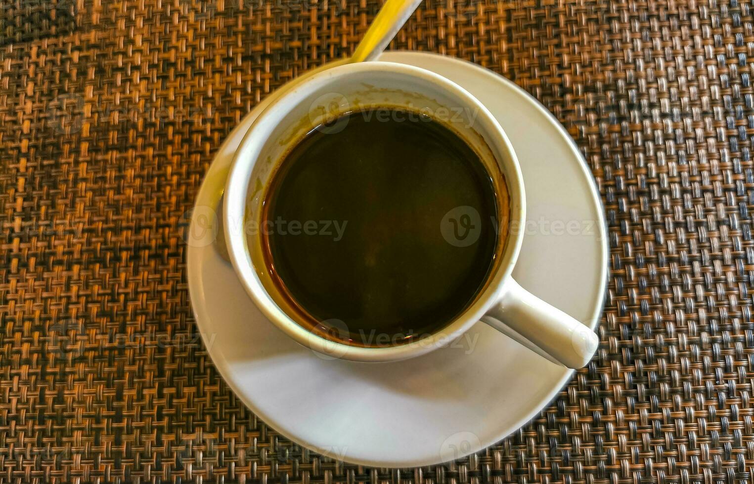 Cup of americano black coffee in restaurant cafe in Mexico. photo