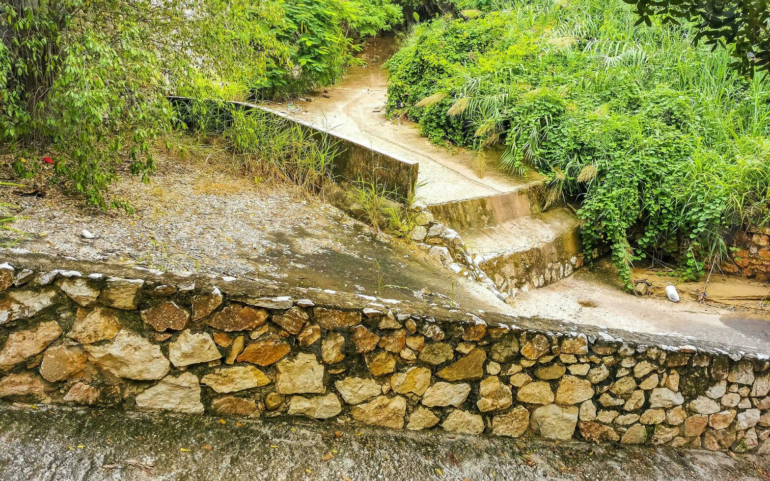 Open sewerage system in the tropical jungle mountains Mexico. photo