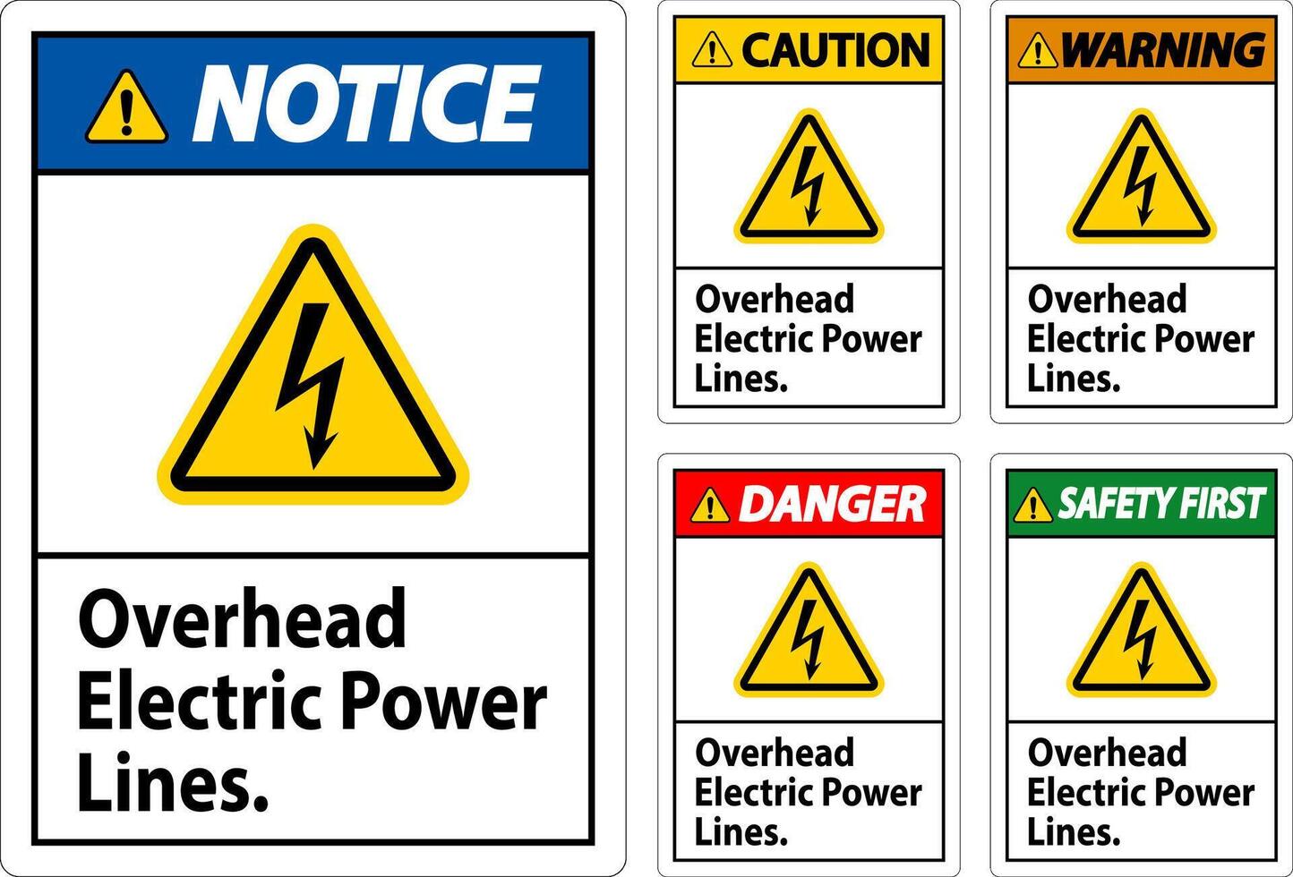 Danger Sign Overhead Electric Power Lines vector