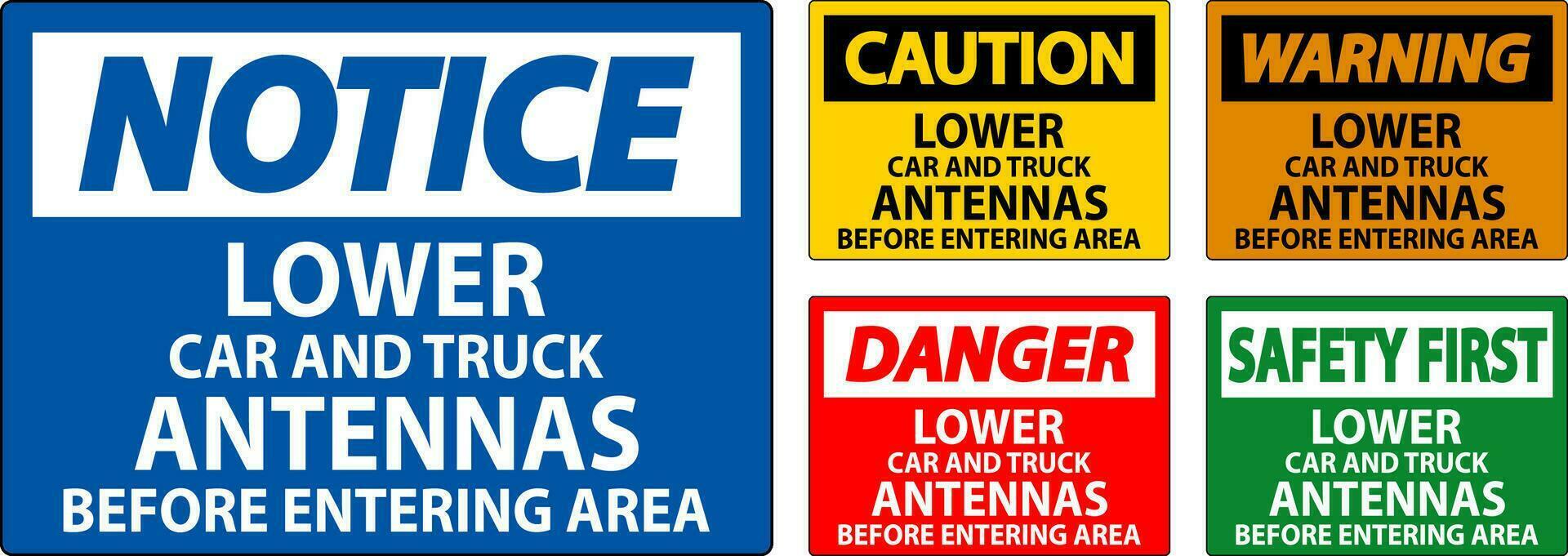 peligro firmar inferior coche y camión antenas antes de entrando zona vector