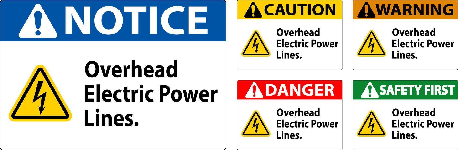 Danger Sign Overhead Electric Power Lines vector