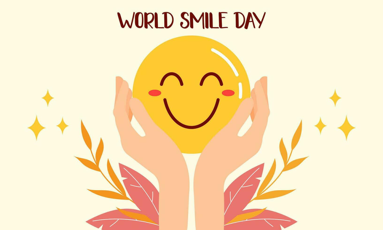 World smile day lettering with cute flower face vector illustration