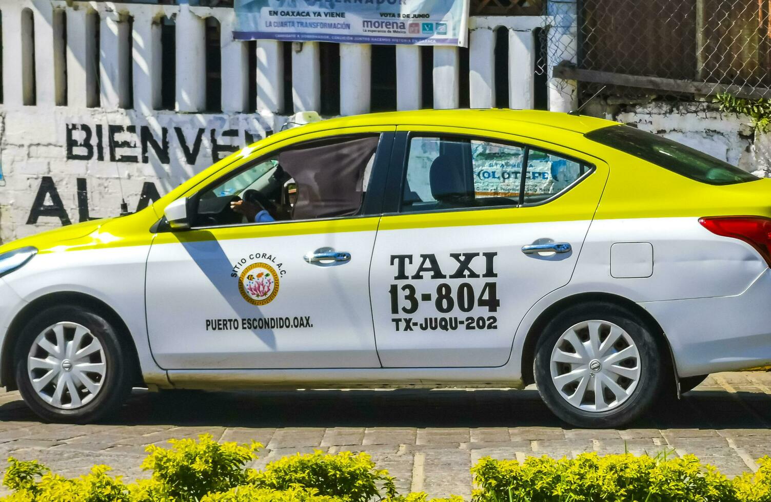 Puerto Escondido Oaxaco Mexico 2023 Colorful taxi cab car and transportation in Puerto Escondido Mexico. photo