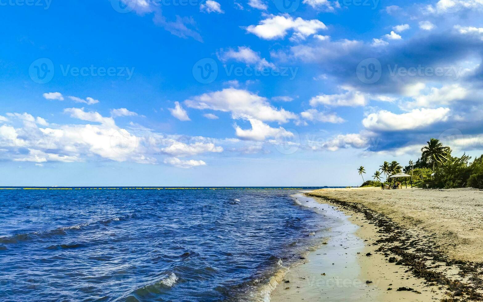 Tropical mexican beach clear turquoise water Playa del Carmen Mexico. photo