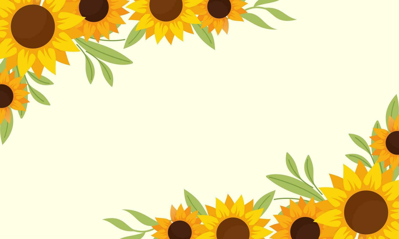 Watercolor sunflower border background vector