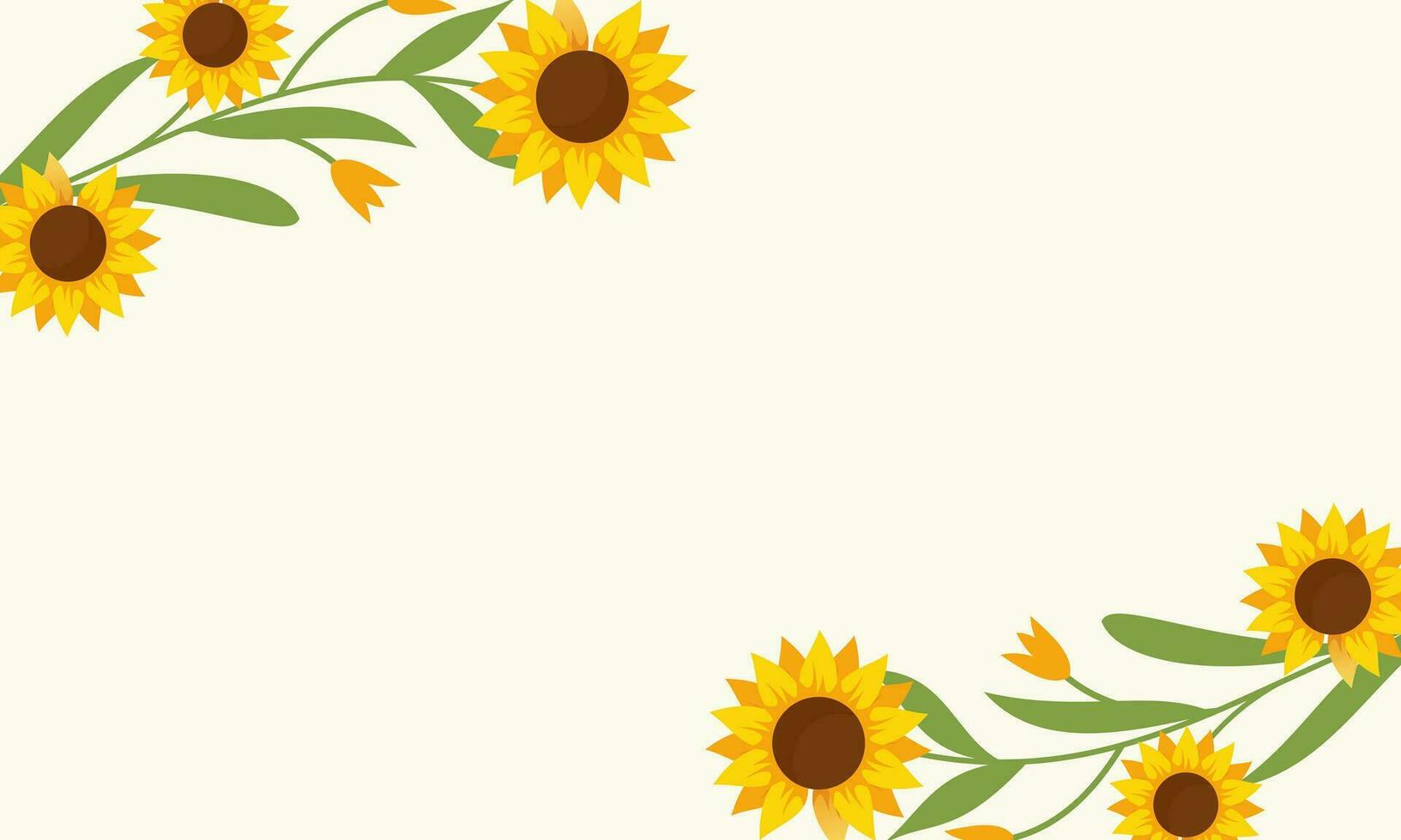 Watercolor sunflower border background vector