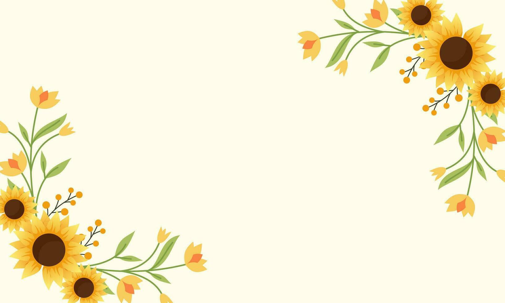 Watercolor sunflower border background vector