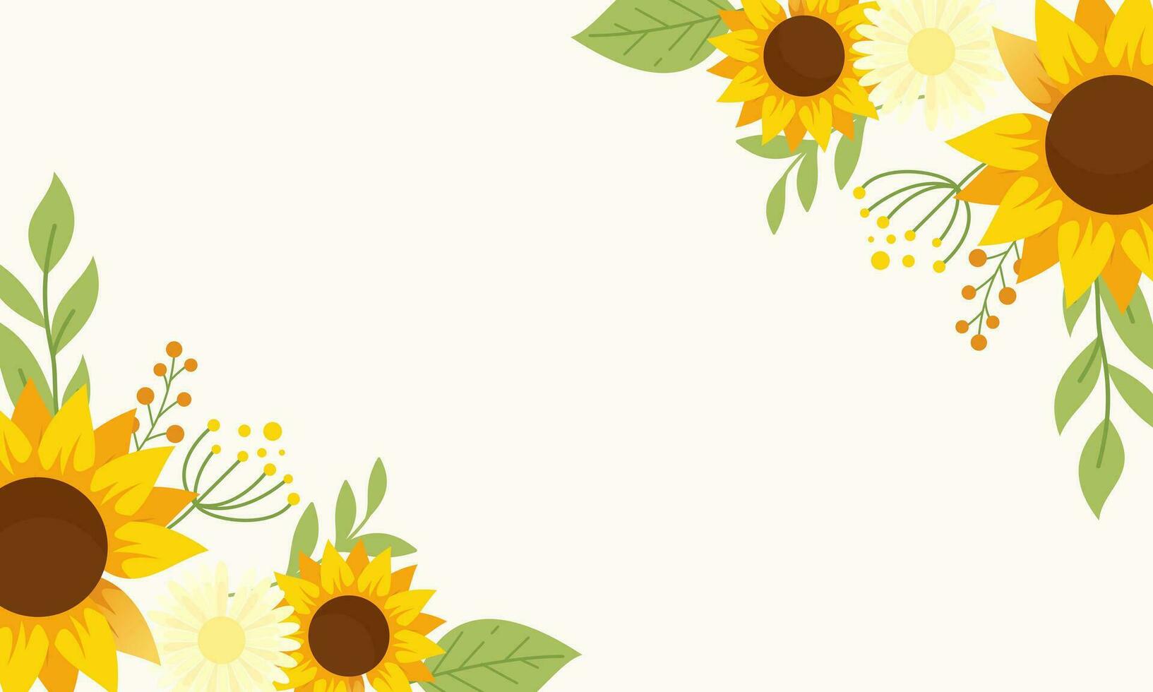Watercolor sunflower border background vector