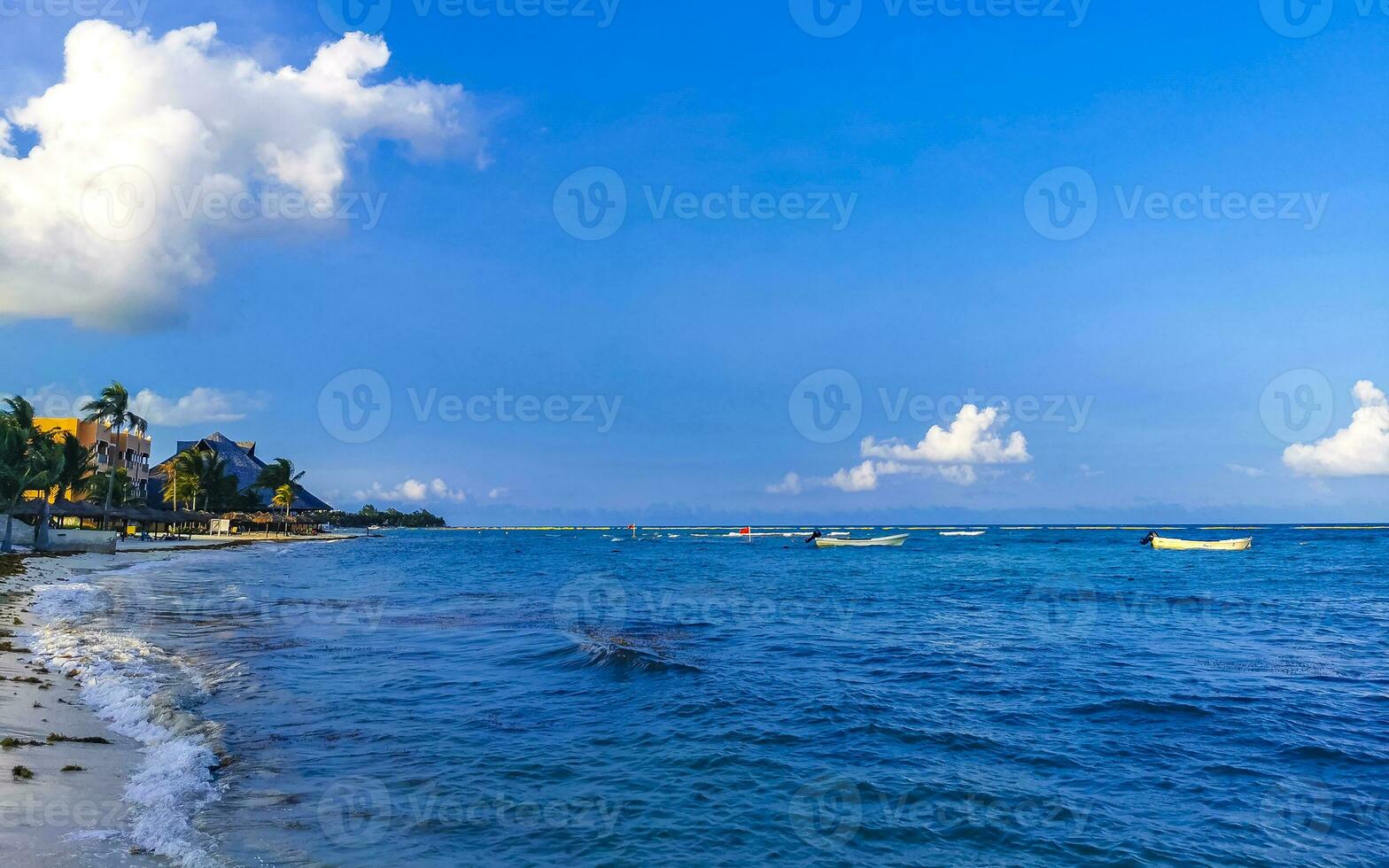 Tropical mexican beach clear turquoise water Playa del Carmen Mexico. photo