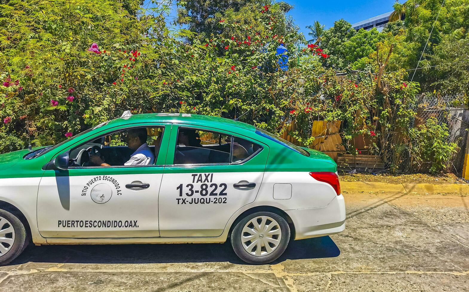 Puerto Escondido Oaxaco Mexico 2023 Colorful taxi cab car and transportation in Puerto Escondido Mexico. photo