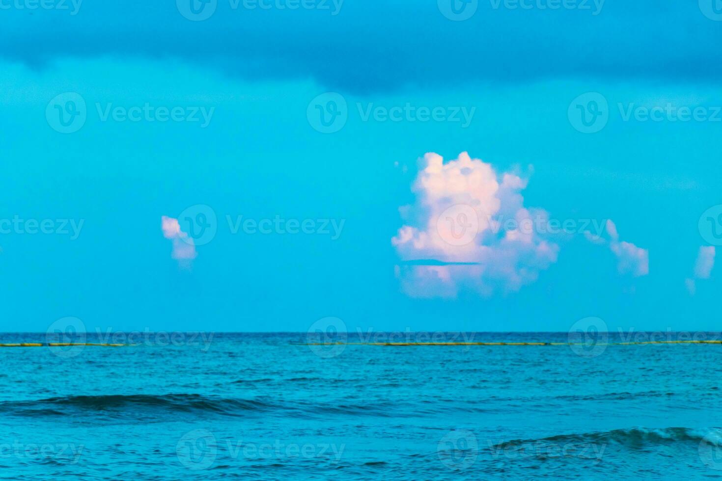 Tropical mexican beach clear turquoise water Playa del Carmen Mexico. photo