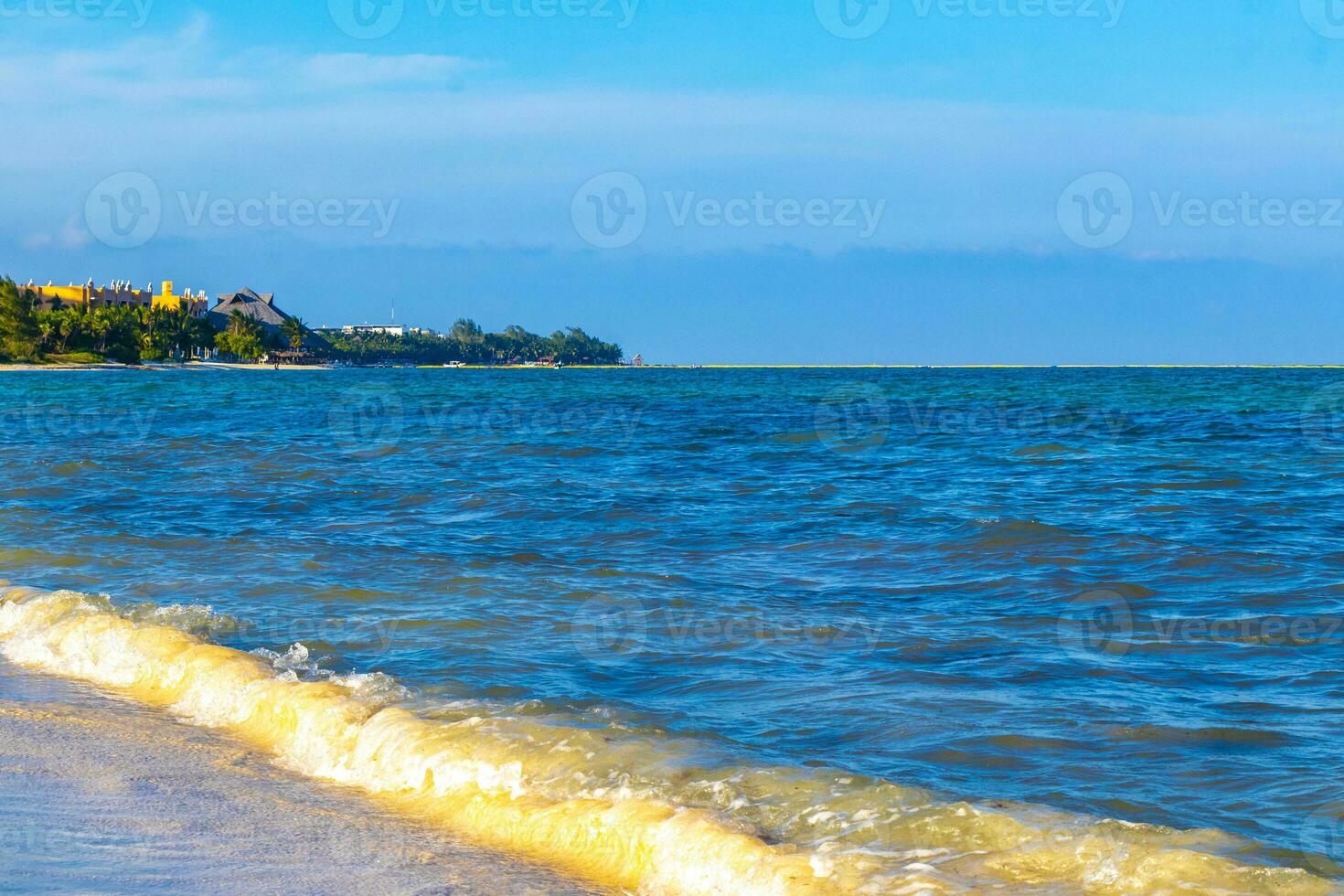 Tropical mexican beach clear turquoise water Playa del Carmen Mexico. photo