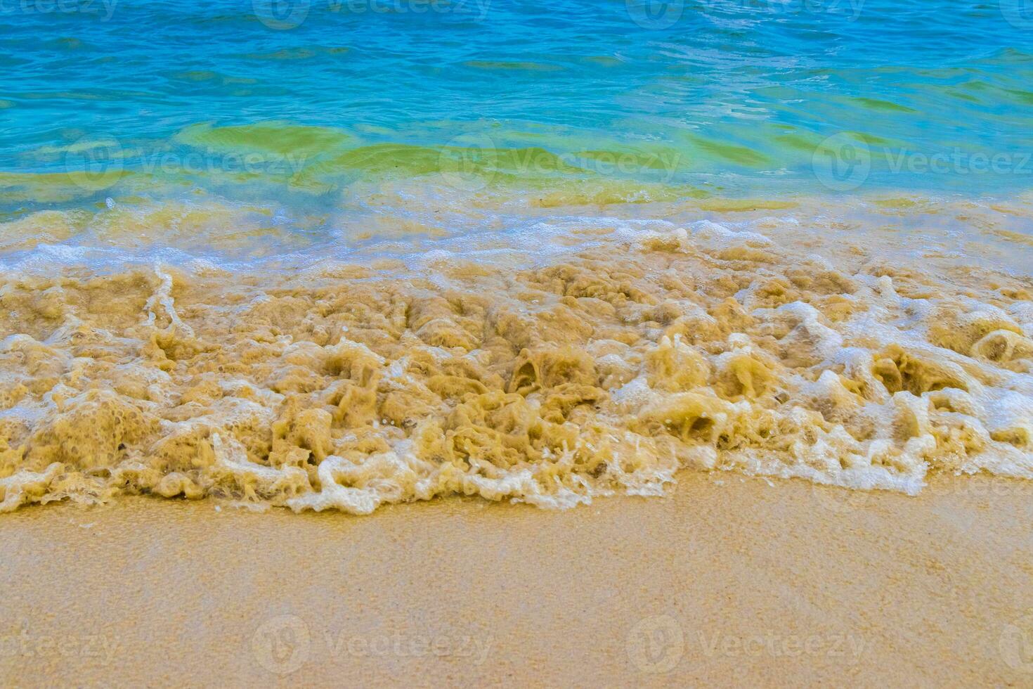 Waves at tropical beach caribbean sea clear turquoise water Mexico. photo