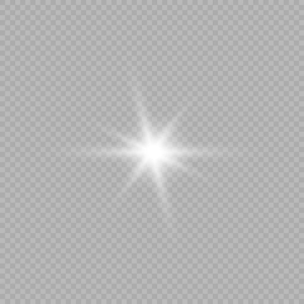 Light effect of lens flares. White glowing lights starburst effects with sparkles on a grey background. Vector illustration