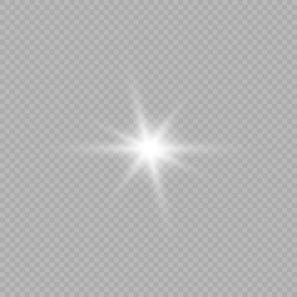 Light effect of lens flares. White glowing lights starburst effects with sparkles on a grey background. Vector illustration