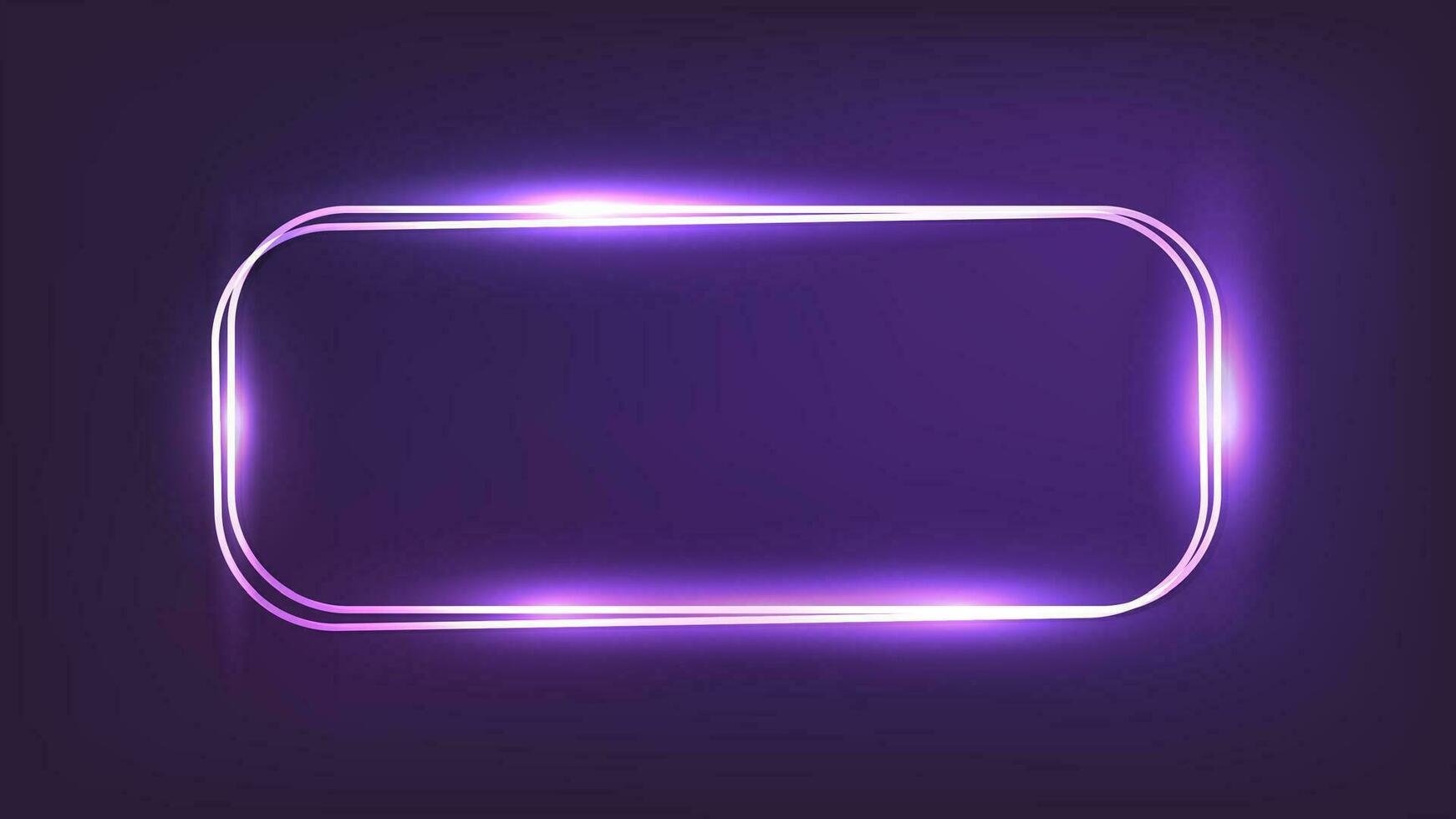Neon double rounded rectangular frame vector