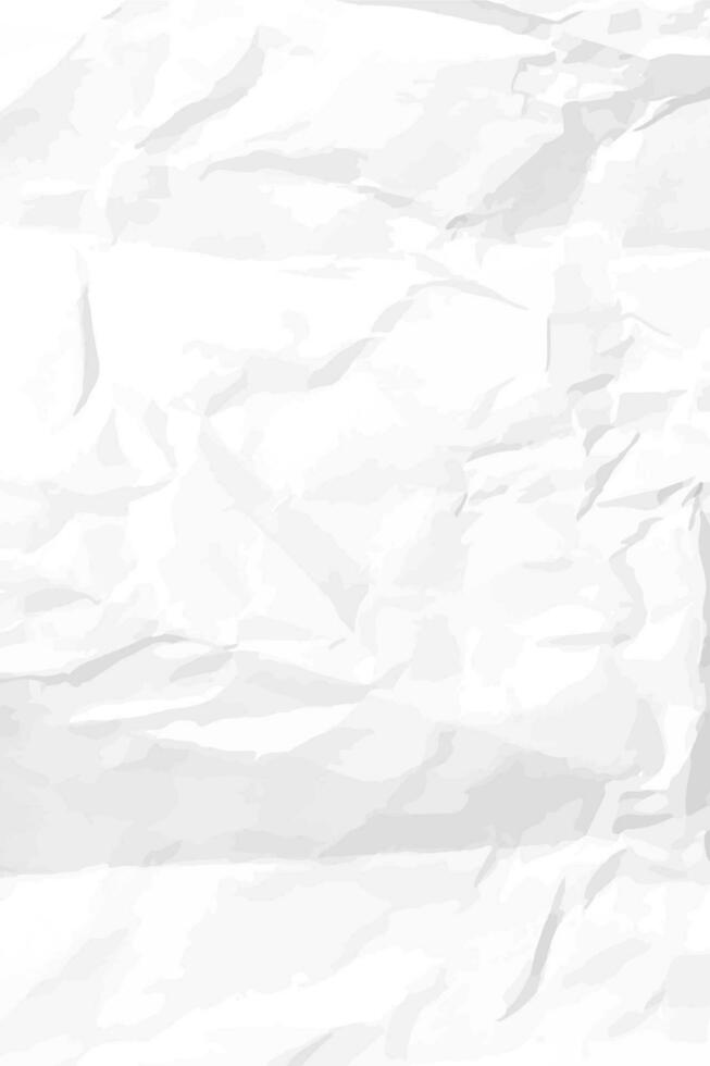 White clean crumpled paper background. Vertical crumpled empty paper template for posters and banners. Vector illustration