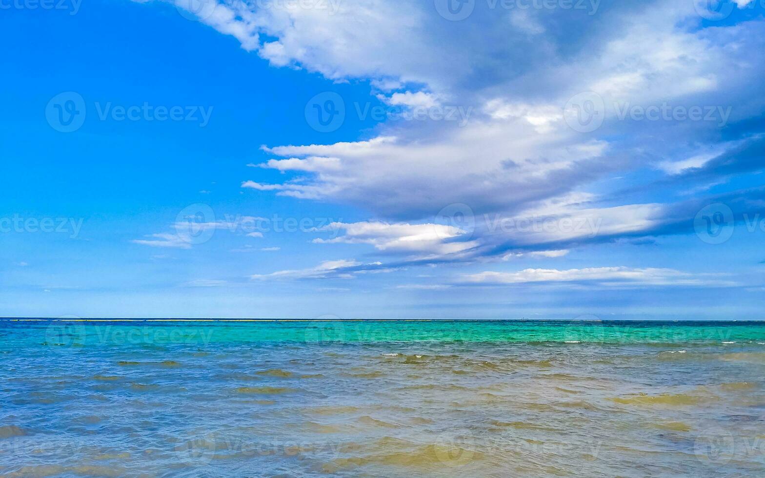 Tropical mexican beach clear turquoise water Playa del Carmen Mexico. photo