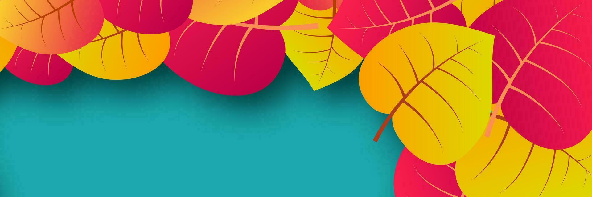 Autumn background with maple yellow leaves and place for text.  Banner design for fall season banner or poster. Vector illustration