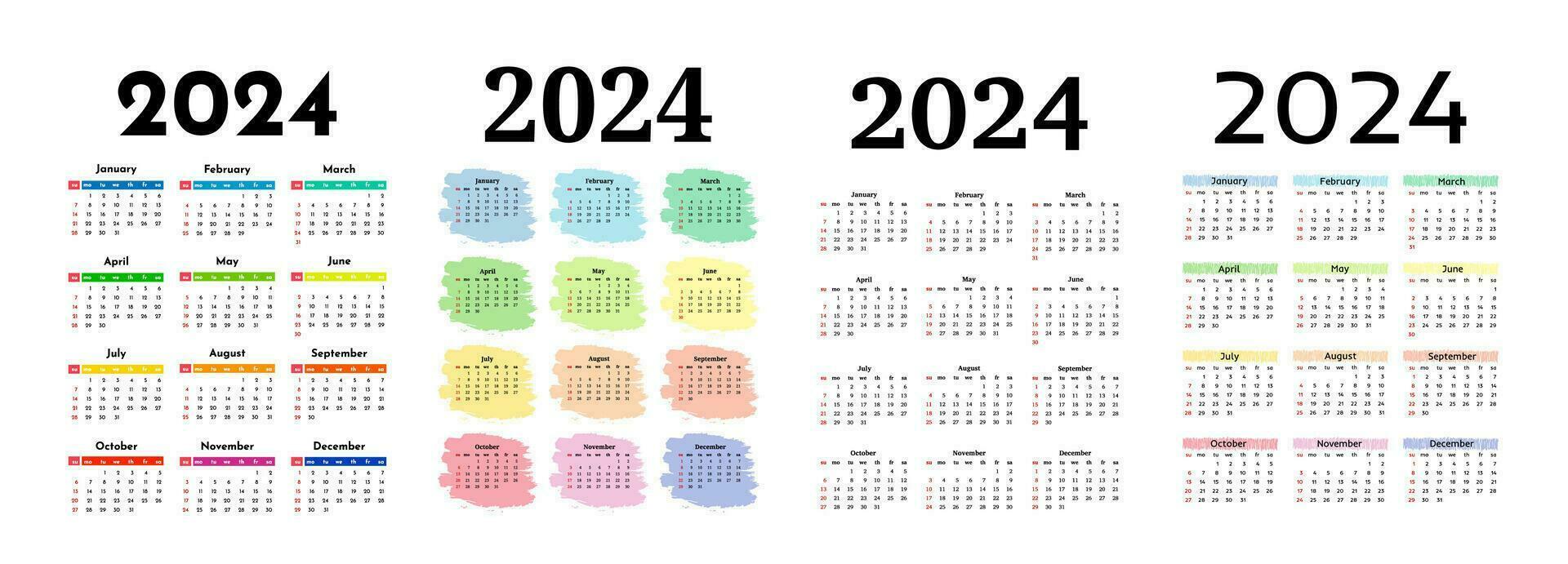 Calendar for 2024 isolated on a white background vector