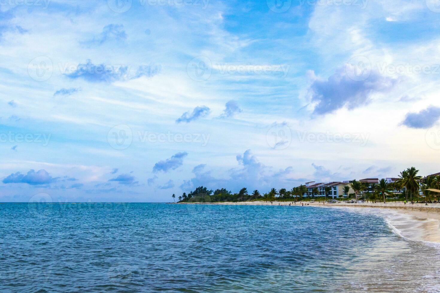 Tropical mexican beach clear turquoise water Playa del Carmen Mexico. photo