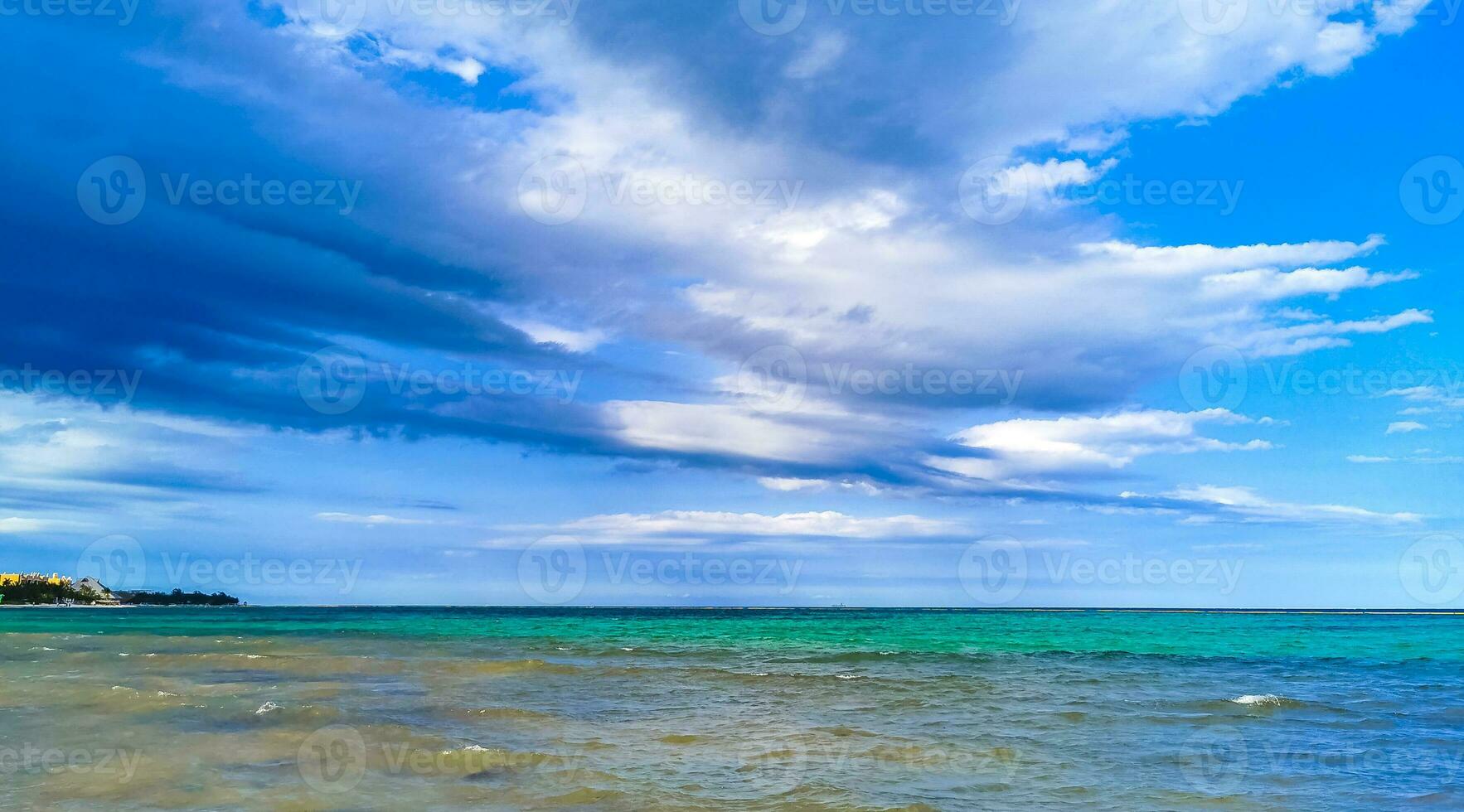 Tropical mexican beach clear turquoise water Playa del Carmen Mexico. photo