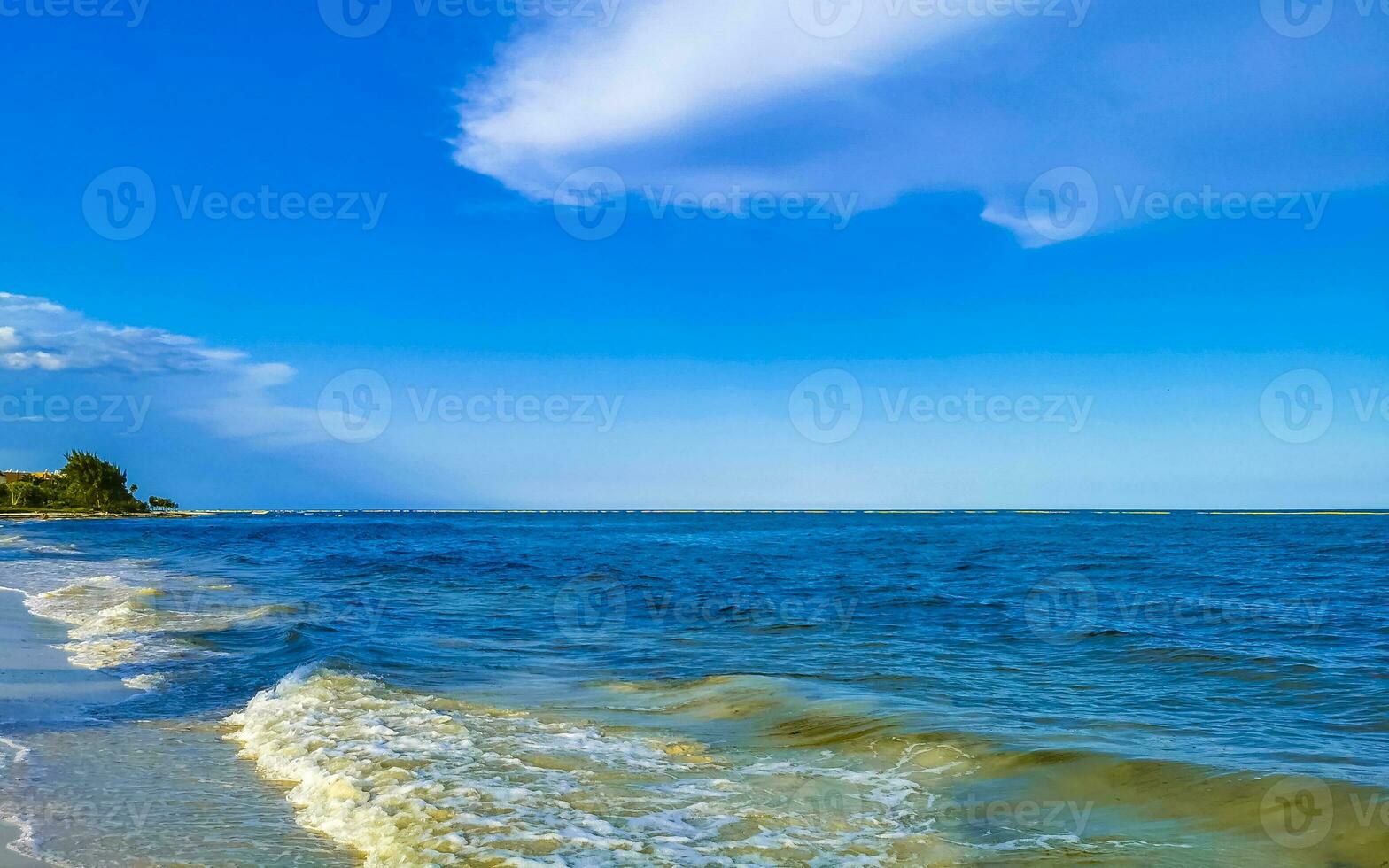 Tropical mexican beach clear turquoise water Playa del Carmen Mexico. photo