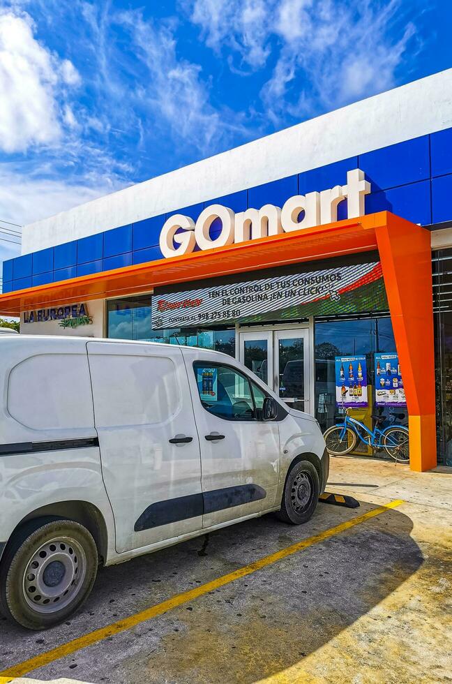 Playa del Carmen Quintana Roo Mexico 2023 Mexican Go Mart Gomart shop store petrol gas station Mexico. photo