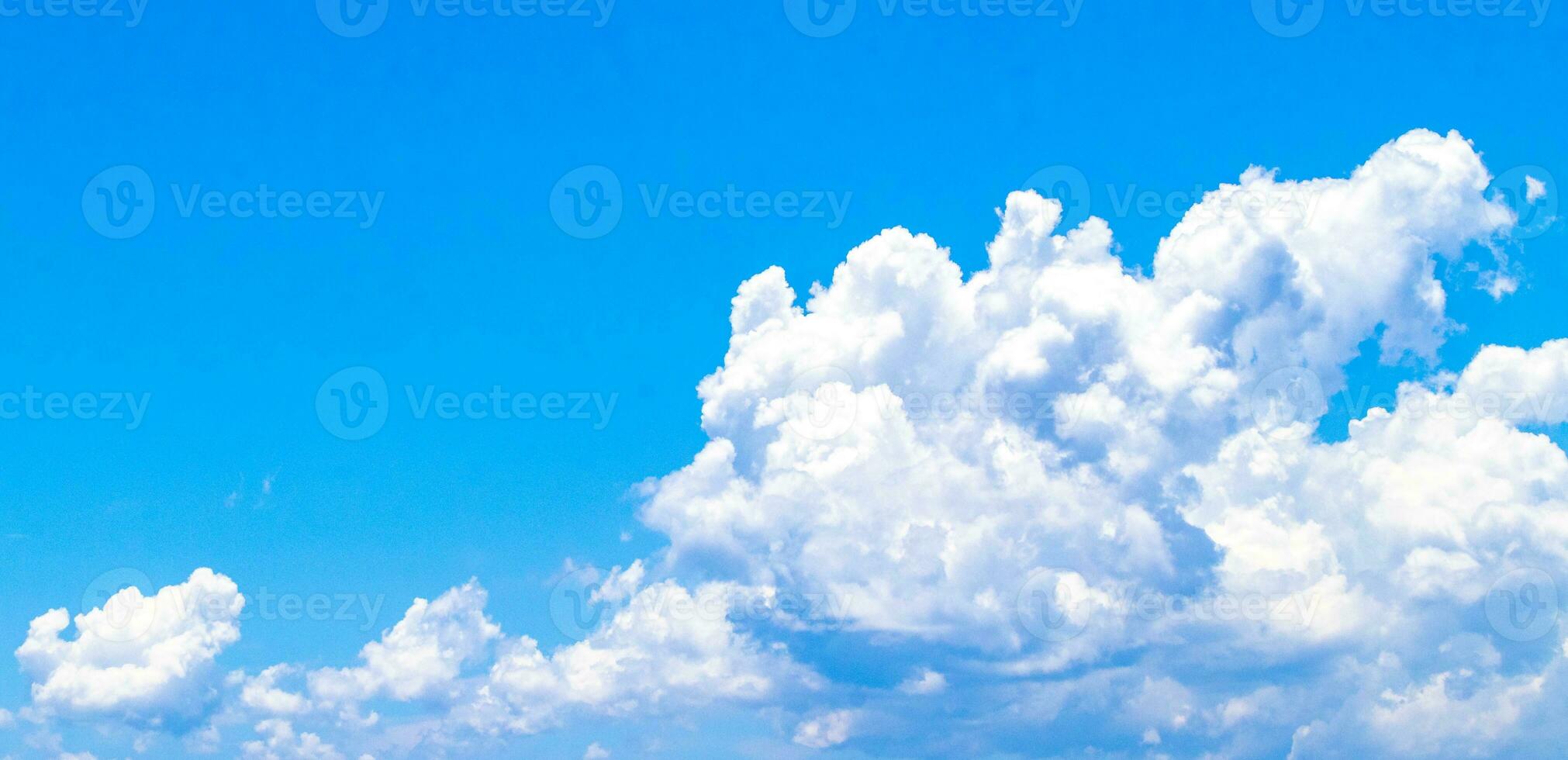 Blue sky with beautiful clouds on sunny day in Mexico. photo