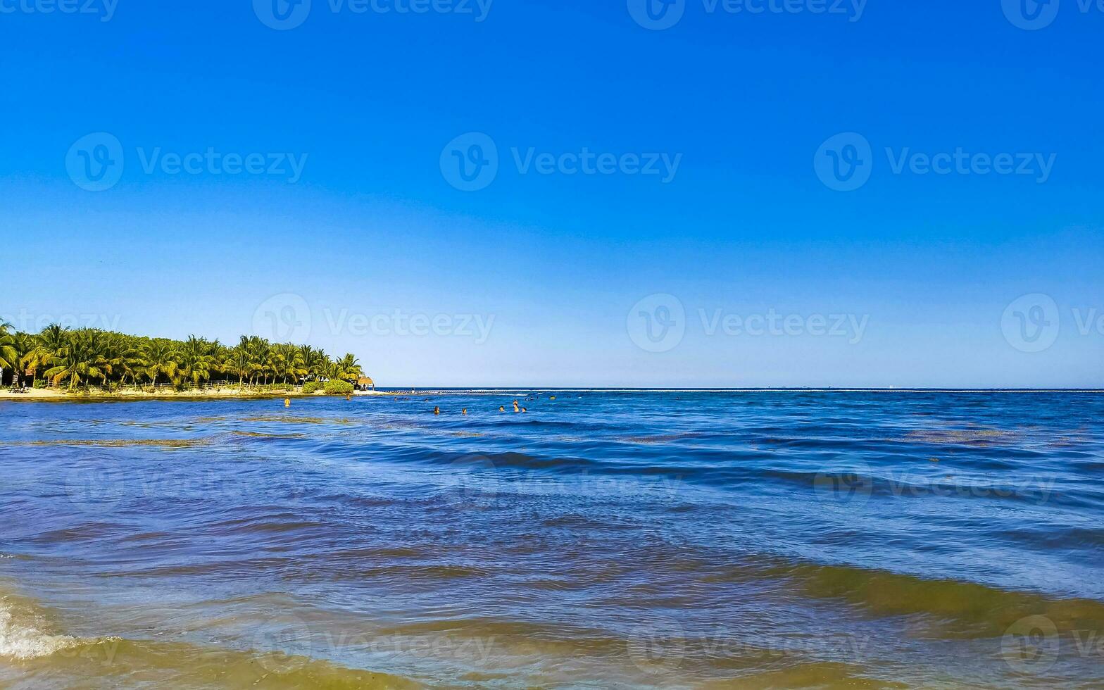 Tropical mexican beach clear turquoise water Playa del Carmen Mexico. photo