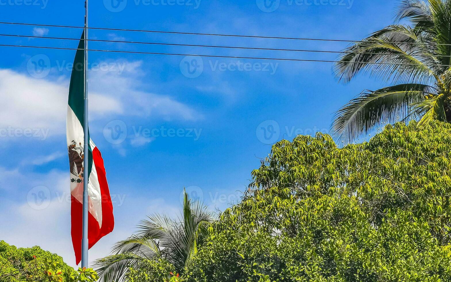 Mexican green white red flag in Zicatela Puerto Escondido Mexico. photo