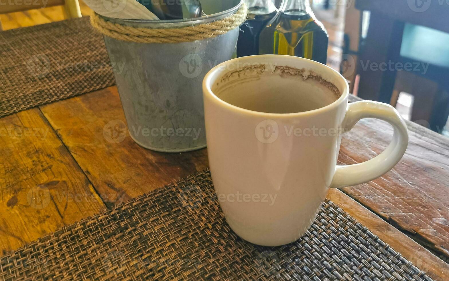 Cup of americano black coffee in restaurant cafe in Mexico. photo
