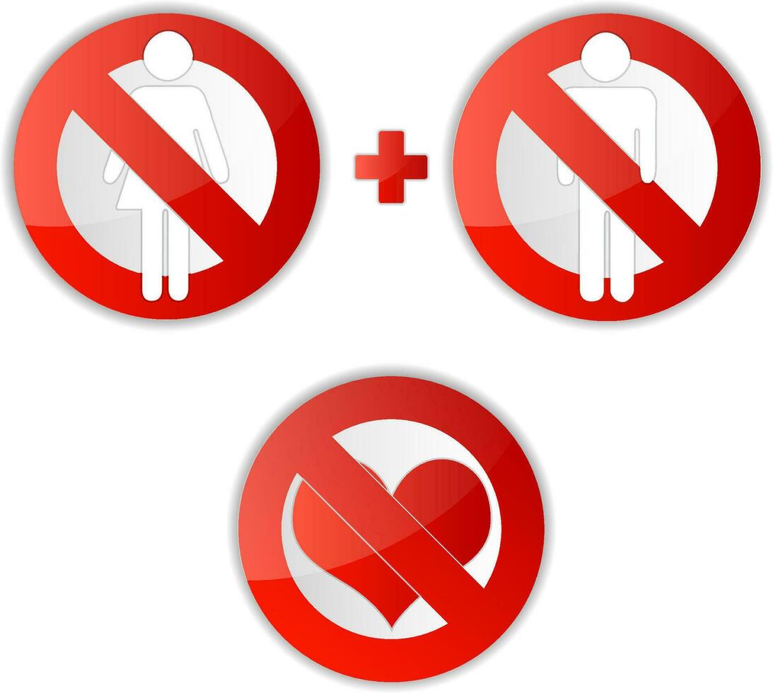 No entry sign set No man , no women , no love. Vector illustration