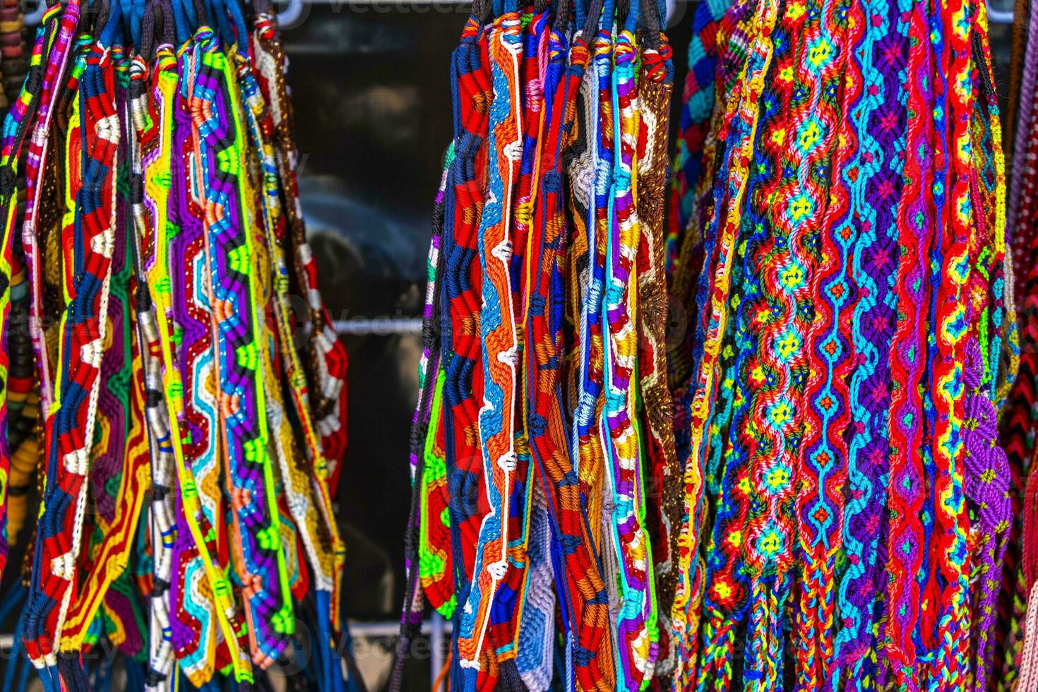 Colorful fabric bracelets on Mexican market Playa del Carmen Mexico. photo