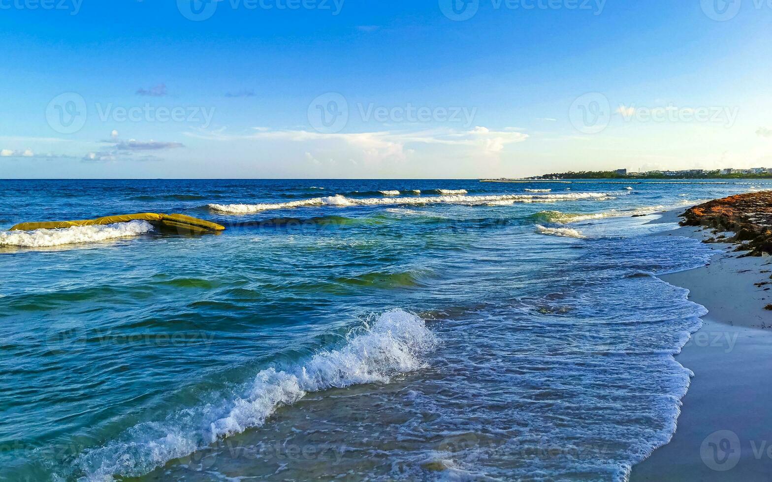 Tropical mexican beach clear turquoise water Playa del Carmen Mexico. photo