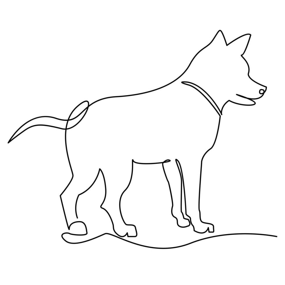 continuo uno línea perro mascota contorno vector Arte dibujo