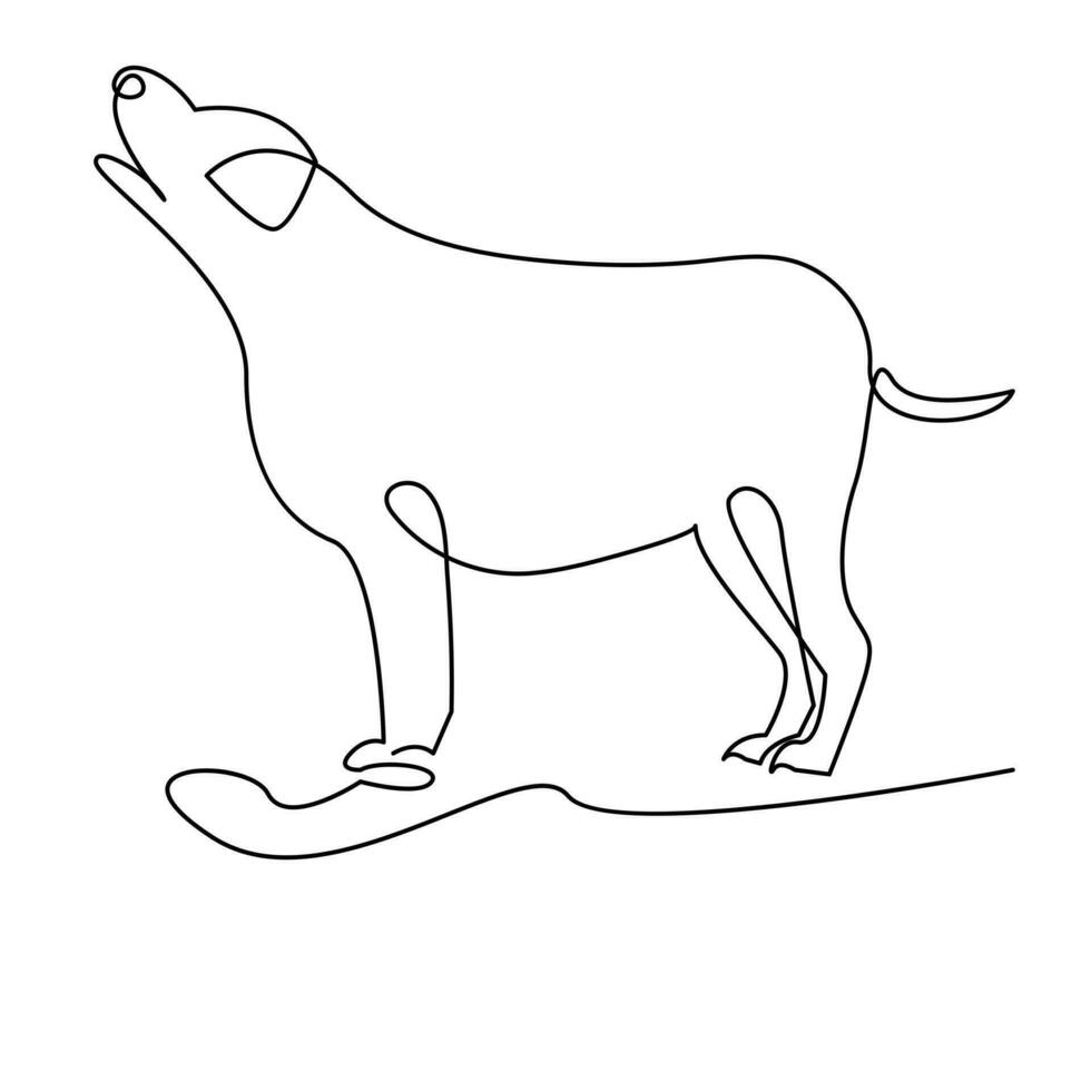 Continuous one line dog pet outline vector art drawing