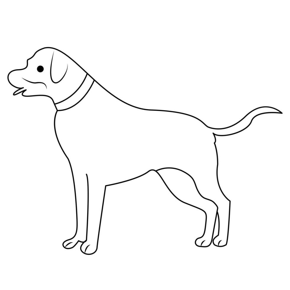 Continuous one line dog pet outline vector art drawing