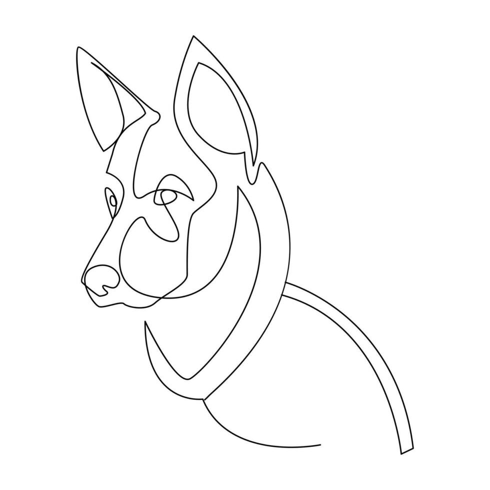 Continuous one line dog pet outline vector art drawing