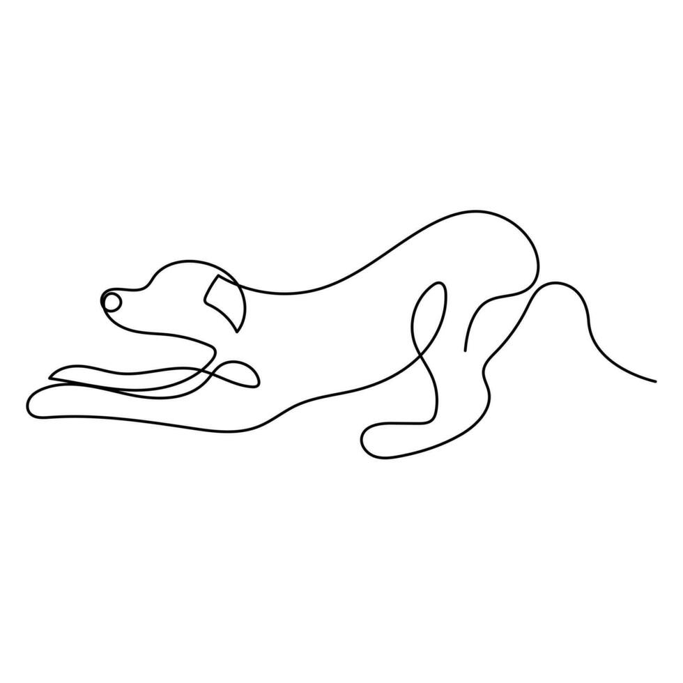 Continuous one line dog pet outline vector art drawing