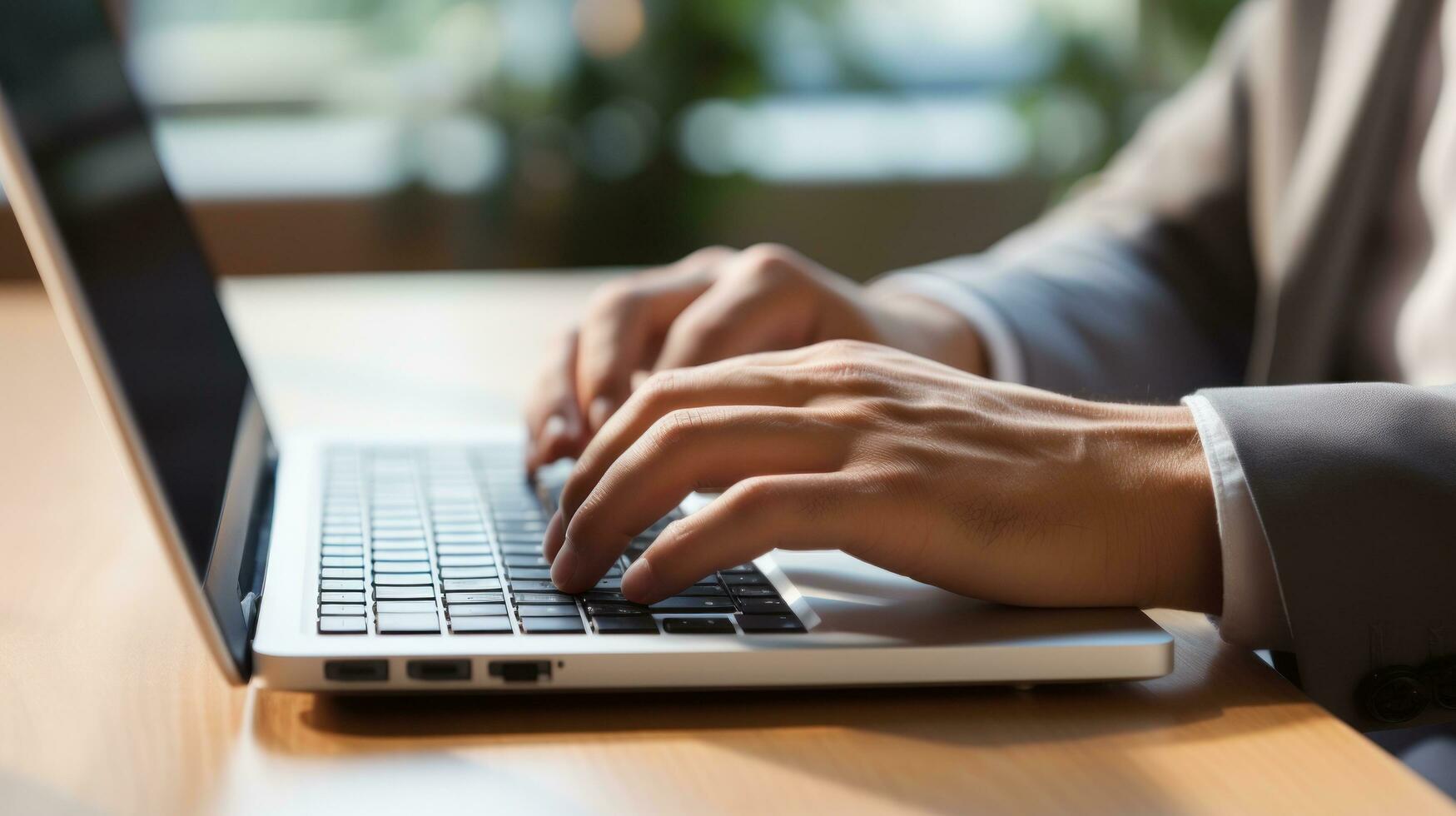 Close-up of hands typing on a keyboard photo